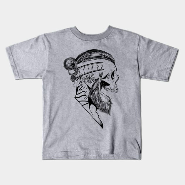 Warrior Skull Kids T-Shirt by JoeAzpeytia